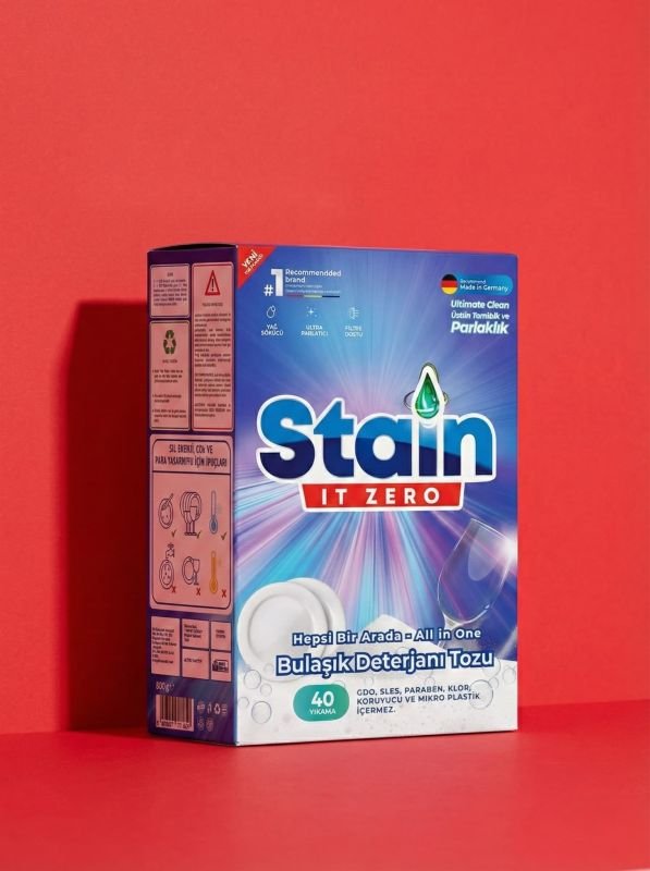Stain İt Zero Hepsi Bir Arada Toz Bulaşık Makinesi Deterjanı - 40 Yıkama